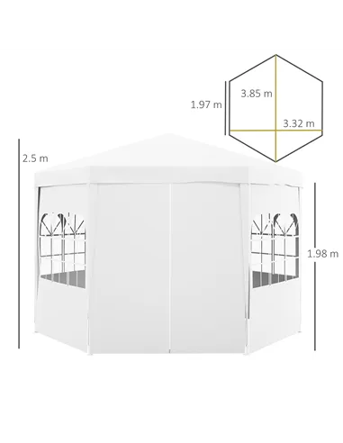 Outsunny 4 m Party Tent Wedding Gazebo Outdoor Waterproof PE Canopy Shade with 6 Removable Side Walls