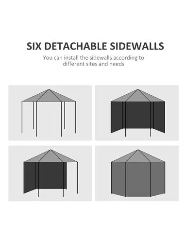 Outsunny 4 m Party Tent Wedding Gazebo Outdoor Waterproof PE Canopy Shade with 6 Removable Side Walls