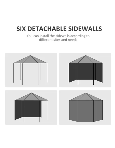 Outsunny 4 m Party Tent Wedding Gazebo Outdoor Waterproof PE Canopy Shade with 6 Removable Side Walls