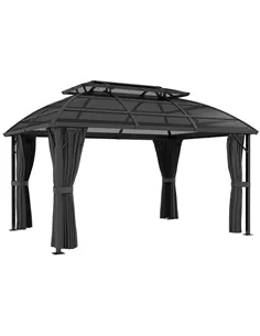 Outsunny 4 x 3m Aluminium Frame Hard Gazebo, with Accessories - Black