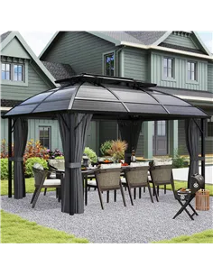 Outsunny 4 x 3m Aluminium Frame Hard Gazebo, with Accessories - Black 2