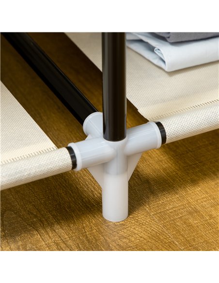 HOMCOM Fabric Wardrobe, Portable Wardrobe with 6 Shelves, 1 Hanging Rail, Foldable Closets, 103 x 43 x 162.5 cm, Cream White