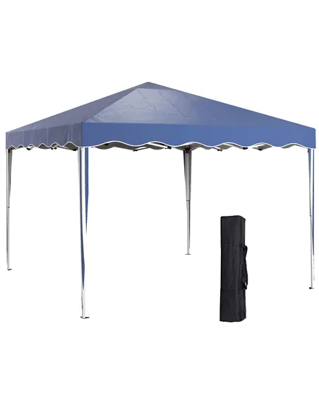 Outsunny 3 x 3cm Adjustable Height Pop-Up Gazebo, with Bag - Blue