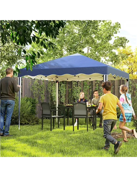 Outsunny 3 x 3cm Adjustable Height Pop-Up Gazebo, with Bag - Blue