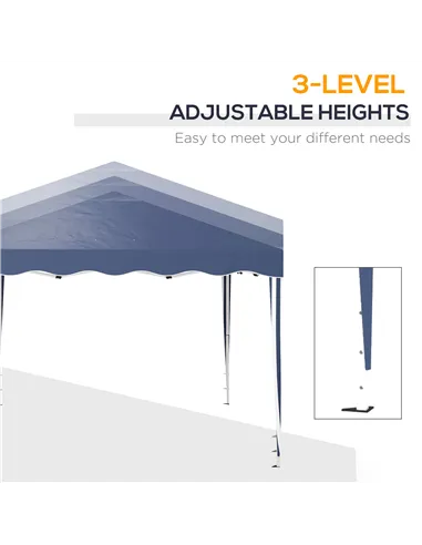 Outsunny 3 x 3cm Adjustable Height Pop-Up Gazebo, with Bag - Blue