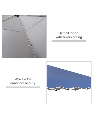 Outsunny 3 x 3cm Adjustable Height Pop-Up Gazebo, with Bag - Blue