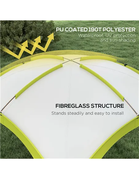 Outsunny 3.5 x 3.5M Camping Gazebo, Outdoor Event Shelter Dome Tent Garden Sun Shelter Patio Spire Arc Pavilion Camp Sun Shade T