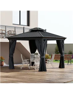 Outsunny 3.65 x 3m Aluminium Hardtop Gazebo, with Accessories - Dark Grey 2