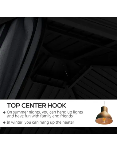 Outsunny 3.65 x 3m Aluminium Hardtop Gazebo, with Accessories - Dark Grey