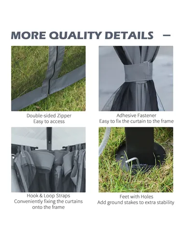 Outsunny 3 x 3.6m Garden Aluminium Gazebo Hardtop Roof Canopy Marquee Party Tent Patio with Mesh Curtains & Side Walls - Grey