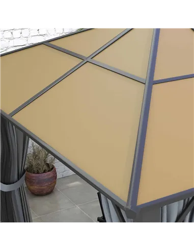 Outsunny 3 x 3.6m Garden Aluminium Gazebo Hardtop Roof Canopy Marquee Party Tent Patio with Mesh Curtains & Side Walls - Grey