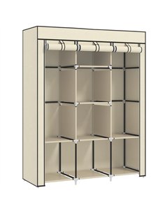 HOMCOM Fabric Wardrobe, with Rails and Shelves - Cream White