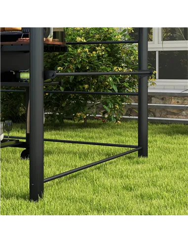 Outsunny 2.4 x 1.5m Outdoor Grill Gazebo with Side Shelves, PC Board Roof, Dark Grey