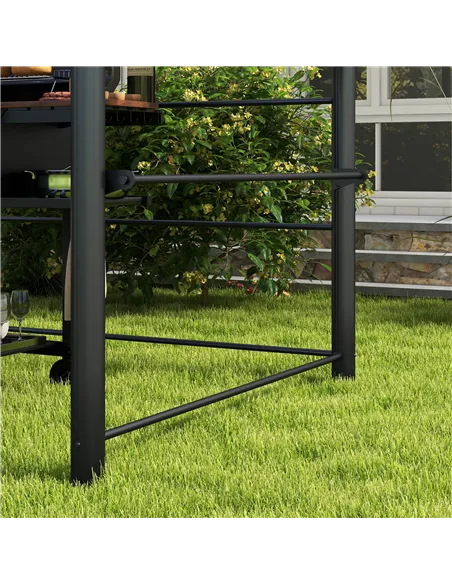 Outsunny 2.4 x 1.5m Outdoor Grill Gazebo with Side Shelves, PC Board Roof, Dark Grey