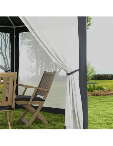 Outsunny 4M Hexagon Gazebo, Netting Party Tent, Patio Canopy Outdoor Event Shelter for Activities, Shade Resistant, Dark Grey