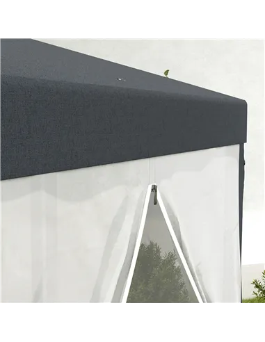 Outsunny 4M Hexagon Gazebo, Netting Party Tent, Patio Canopy Outdoor Event Shelter for Activities, Shade Resistant, Dark Grey