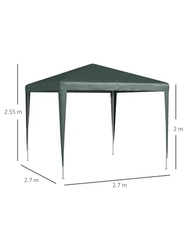 Outsunny 2.7m x 2.7m Garden Gazebo Marquee Party Tent Wedding Canopy Outdoor(Dark Green)