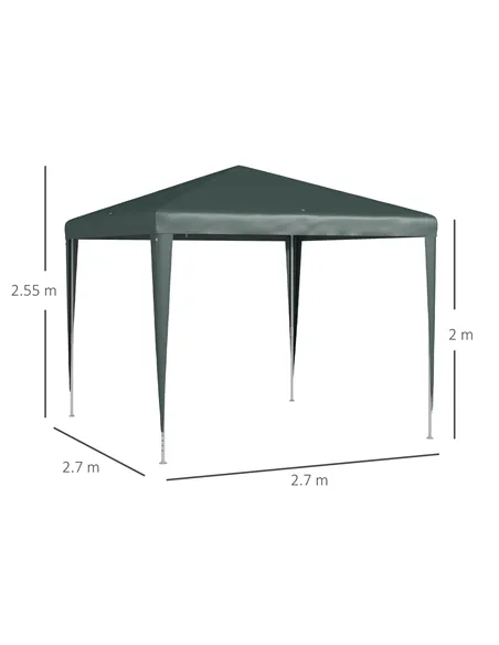 Outsunny 2.7m x 2.7m Garden Gazebo Marquee Party Tent Wedding Canopy Outdoor(Dark Green)