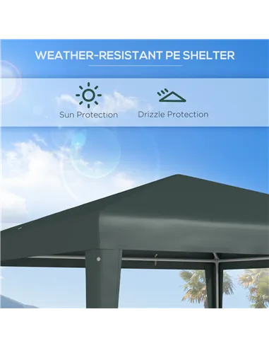 Outsunny 2.7m x 2.7m Garden Gazebo Marquee Party Tent Wedding Canopy Outdoor(Dark Green)