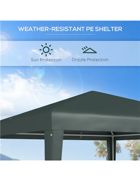 Outsunny 2.7m x 2.7m Garden Gazebo Marquee Party Tent Wedding Canopy Outdoor(Dark Green)