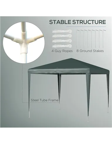 Outsunny 2.7m x 2.7m Garden Gazebo Marquee Party Tent Wedding Canopy Outdoor(Dark Green)