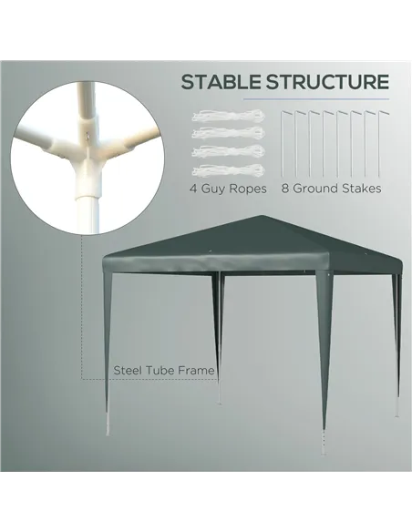 Outsunny 2.7m x 2.7m Garden Gazebo Marquee Party Tent Wedding Canopy Outdoor(Dark Green)