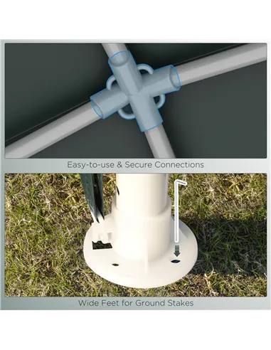 Outsunny 2.7m x 2.7m Garden Gazebo Marquee Party Tent Wedding Canopy Outdoor(Dark Green)