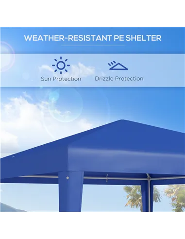 Outsunny 2.7m x 2.7m Garden Gazebo Marquee Party Tent Wedding Canopy Outdoor(Blue)