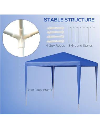 Outsunny 2.7m x 2.7m Garden Gazebo Marquee Party Tent Wedding Canopy Outdoor(Blue)
