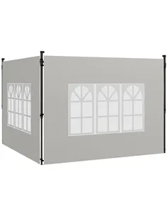Outsunny Gazebo Side Panels, Sides Replacement with Window for 3x3(m) or 3x6m Gazebo Canopy, 2 Pack, White
