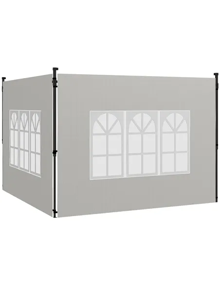 Outsunny Gazebo Side Panels, Sides Replacement with Window for 3x3(m) or 3x6m Gazebo Canopy, 2 Pack, White