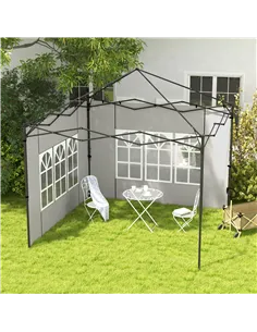 Outsunny Gazebo Side Panels, Sides Replacement with Window for 3x3(m) or 3x6m Gazebo Canopy, 2 Pack, White 2
