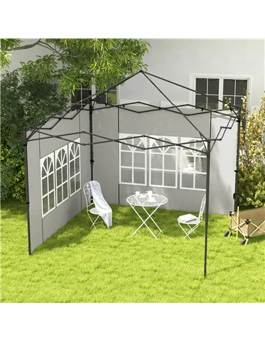 Outsunny Gazebo Side Panels, Sides Replacement with Window for 3x3(m) or 3x6m Gazebo Canopy, 2 Pack, White