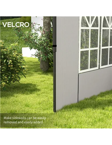 Outsunny Gazebo Side Panels, Sides Replacement with Window for 3x3(m) or 3x6m Gazebo Canopy, 2 Pack, White