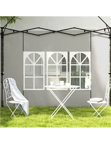 Outsunny Gazebo Side Panels, Sides Replacement with Window for 3x3(m) or 3x6m Gazebo Canopy, 2 Pack, White