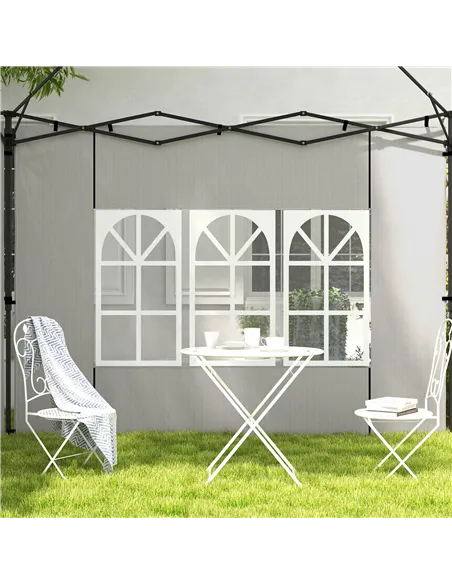 Outsunny Gazebo Side Panels, Sides Replacement with Window for 3x3(m) or 3x6m Gazebo Canopy, 2 Pack, White