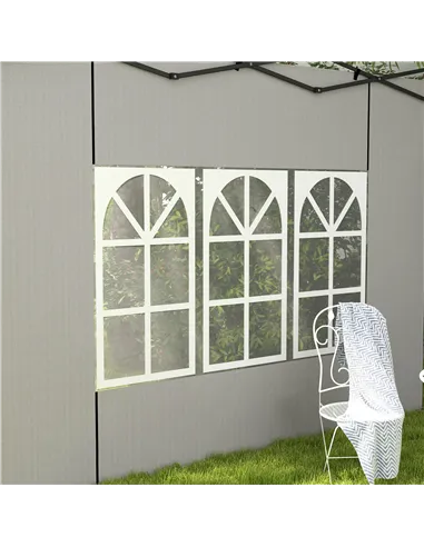 Outsunny Gazebo Side Panels, Sides Replacement with Window for 3x3(m) or 3x6m Gazebo Canopy, 2 Pack, White