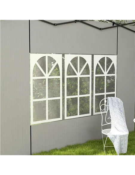 Outsunny Gazebo Side Panels, Sides Replacement with Window for 3x3(m) or 3x6m Gazebo Canopy, 2 Pack, White