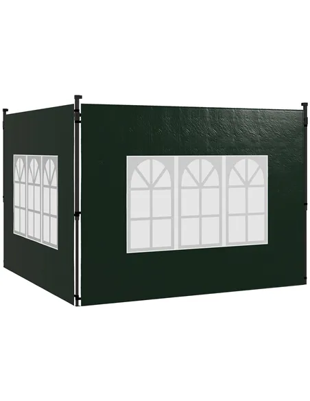 Outsunny Set of Two 3 x 3m Gazebo Frame Replacement Walls - Green