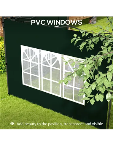 Outsunny Set of Two 3 x 3m Gazebo Frame Replacement Walls - Green