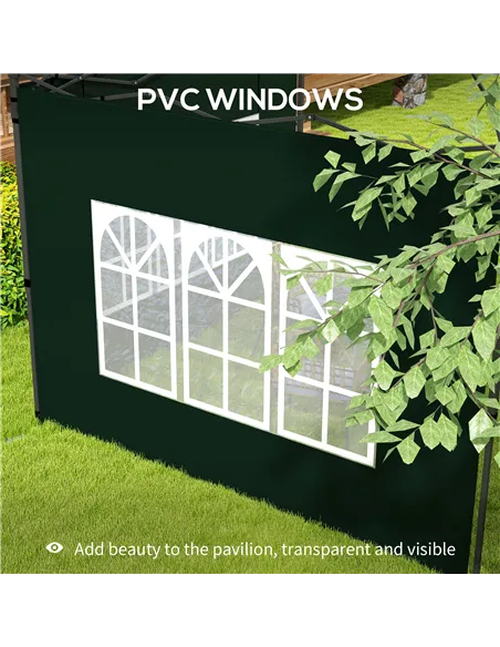 Outsunny Set of Two 3 x 3m Gazebo Frame Replacement Walls - Green