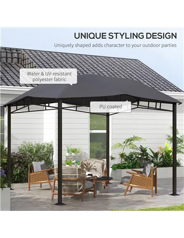 Outsunny 3x3(m) Outdoor Gazebo Garden Gazebo Pavilion Sunshade Canopy Tent with Steel Frame, Grey
