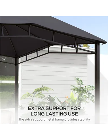 Outsunny 3x3(m) Outdoor Gazebo Garden Gazebo Pavilion Sunshade Canopy Tent with Steel Frame, Grey