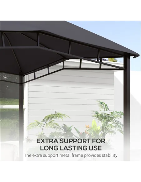 Outsunny 3x3(m) Outdoor Gazebo Garden Gazebo Pavilion Sunshade Canopy Tent with Steel Frame, Grey