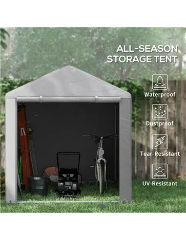 Outsunny 2.2 x 1.6 m Outdoor Storage Tent, with Accessories - Light Grey