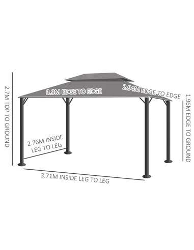 Outsunny 3 x 4m Aluminium Garden Gazebo, Marquee Canopy Shelter Pavilion Party Tent with Nets and Curtains for Garden and Deck, 