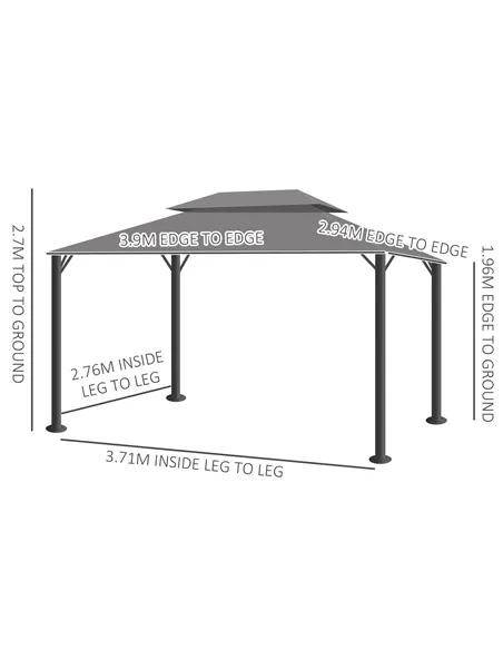 Outsunny 3 x 4m Aluminium Garden Gazebo, Marquee Canopy Shelter Pavilion Party Tent with Nets and Curtains for Garden and Deck, 