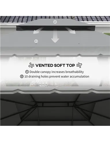 Outsunny 3 x 4m Aluminium Garden Gazebo, Marquee Canopy Shelter Pavilion Party Tent with Nets and Curtains for Garden and Deck, 