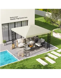 Outsunny 3 x 3(m) Gazebo Frame Replacement - Cream 2