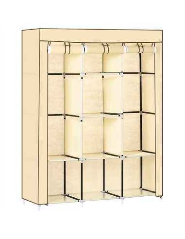 HOMCOM Fabric Wardrobe, with Rails and Shelves - Beige